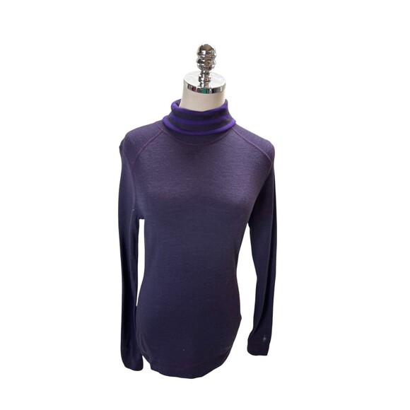 Smart Merino Wool Top Medium Women's Size Purple Turtleneck 100% Merino Wool - Picture 1 of 7
